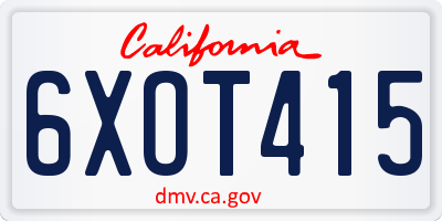CA license plate 6XOT415