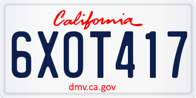 CA license plate 6XOT417