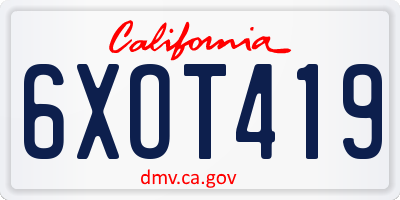 CA license plate 6XOT419
