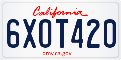 CA license plate 6XOT420