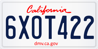 CA license plate 6XOT422