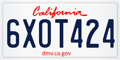 CA license plate 6XOT424