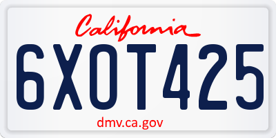 CA license plate 6XOT425