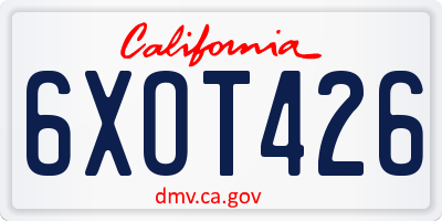 CA license plate 6XOT426
