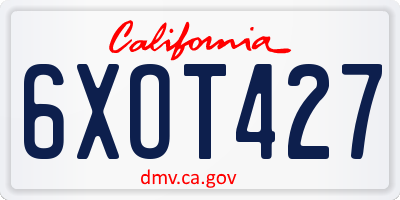 CA license plate 6XOT427