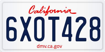 CA license plate 6XOT428