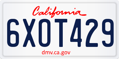 CA license plate 6XOT429