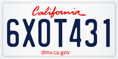 CA license plate 6XOT431