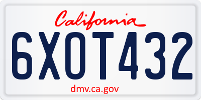 CA license plate 6XOT432