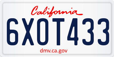 CA license plate 6XOT433