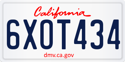 CA license plate 6XOT434