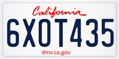 CA license plate 6XOT435