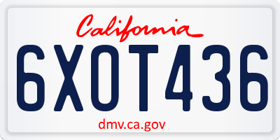 CA license plate 6XOT436