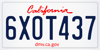 CA license plate 6XOT437