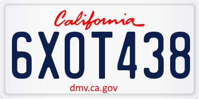 CA license plate 6XOT438
