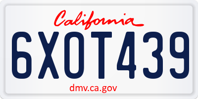 CA license plate 6XOT439