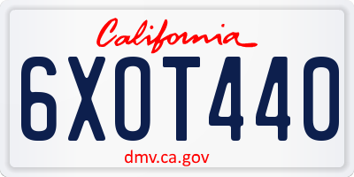 CA license plate 6XOT440