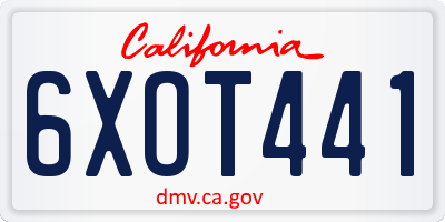 CA license plate 6XOT441