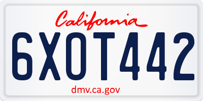 CA license plate 6XOT442