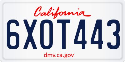 CA license plate 6XOT443