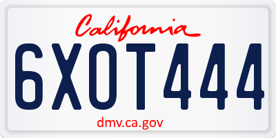 CA license plate 6XOT444