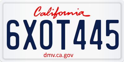 CA license plate 6XOT445
