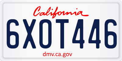 CA license plate 6XOT446