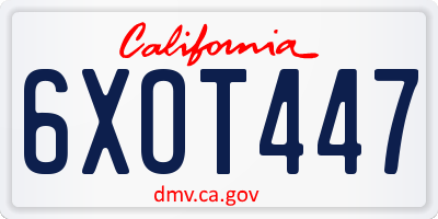 CA license plate 6XOT447
