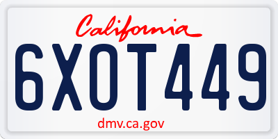 CA license plate 6XOT449