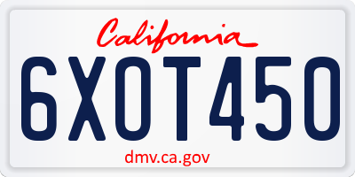 CA license plate 6XOT450