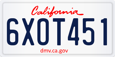 CA license plate 6XOT451