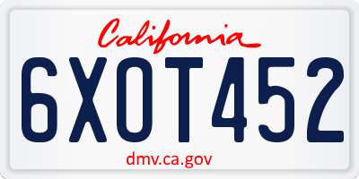 CA license plate 6XOT452