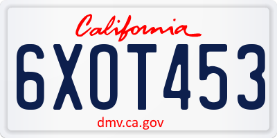 CA license plate 6XOT453