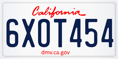 CA license plate 6XOT454