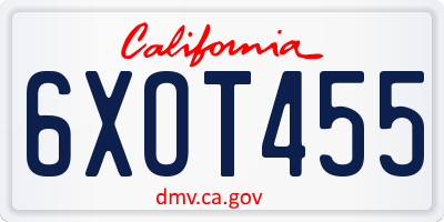 CA license plate 6XOT455