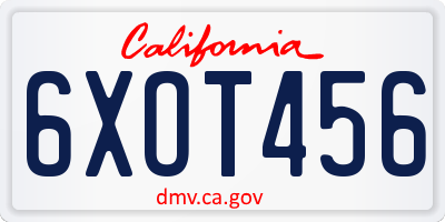CA license plate 6XOT456