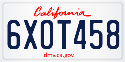 CA license plate 6XOT458