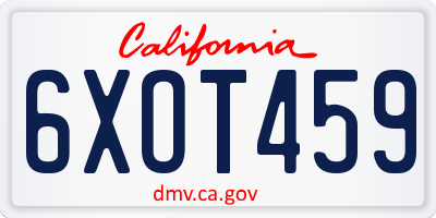 CA license plate 6XOT459
