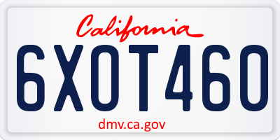 CA license plate 6XOT460