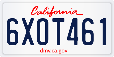 CA license plate 6XOT461