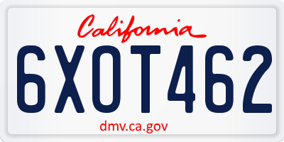 CA license plate 6XOT462