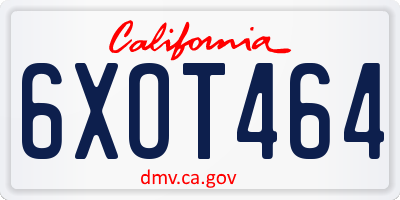 CA license plate 6XOT464