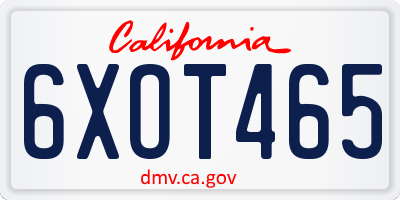 CA license plate 6XOT465