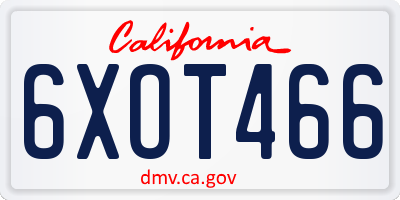 CA license plate 6XOT466