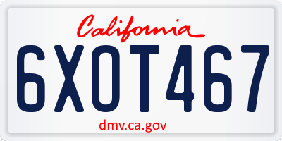 CA license plate 6XOT467