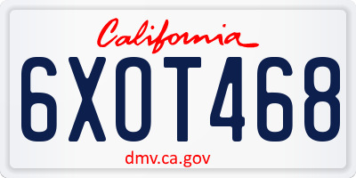 CA license plate 6XOT468