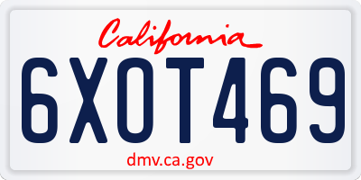 CA license plate 6XOT469