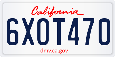 CA license plate 6XOT470