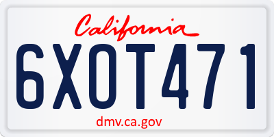 CA license plate 6XOT471