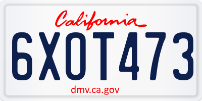 CA license plate 6XOT473